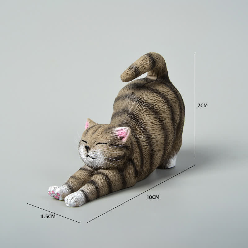 Nimara Ritual Hand-Painted Resin Lazy Kitten Animal Decoration