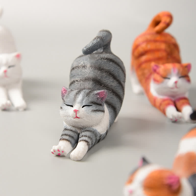 Nimara Ritual Hand-Painted Resin Lazy Kitten Animal Decoration