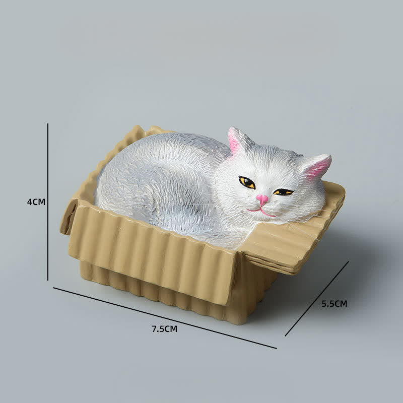 Nimara Ritual Painted Sleeping Cat in Paper Box Resin Cute Animal Decor