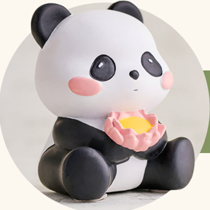 Nimara Ritual Resin Lotus Panda Phone Stand Cute Animal Decor