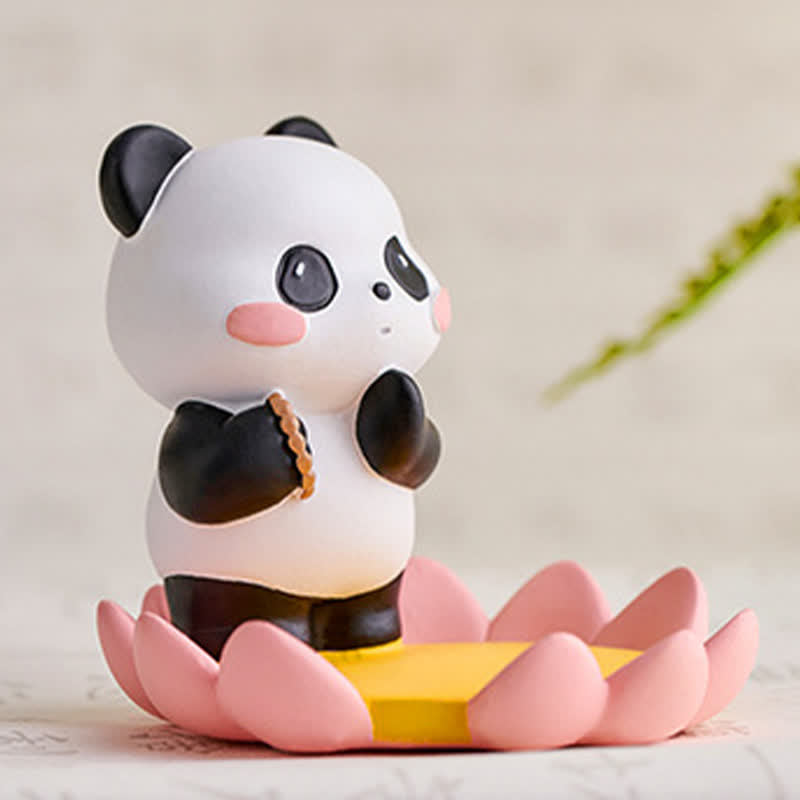 Nimara Ritual Resin Lotus Panda Phone Stand Cute Animal Decor