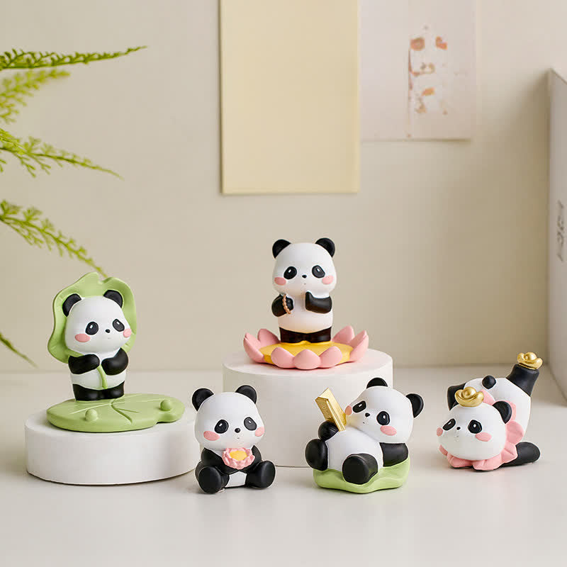 Nimara Ritual Resin Lotus Panda Phone Stand Cute Animal Decor