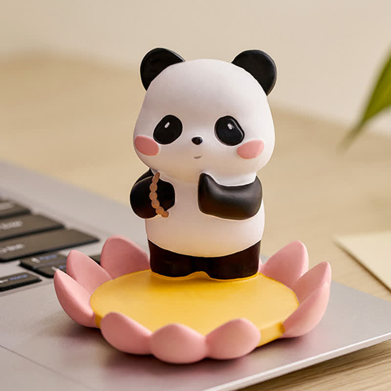 Nimara Ritual Resin Lotus Panda Phone Stand Cute Animal Decor