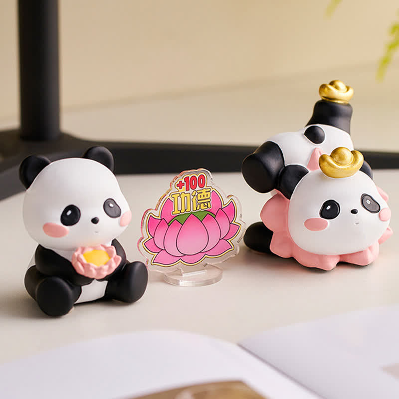 Nimara Ritual Resin Lotus Panda Phone Stand Cute Animal Decor