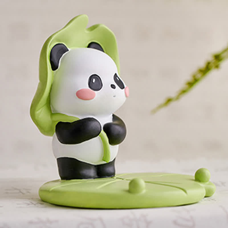 Nimara Ritual Resin Lotus Panda Phone Stand Cute Animal Decor