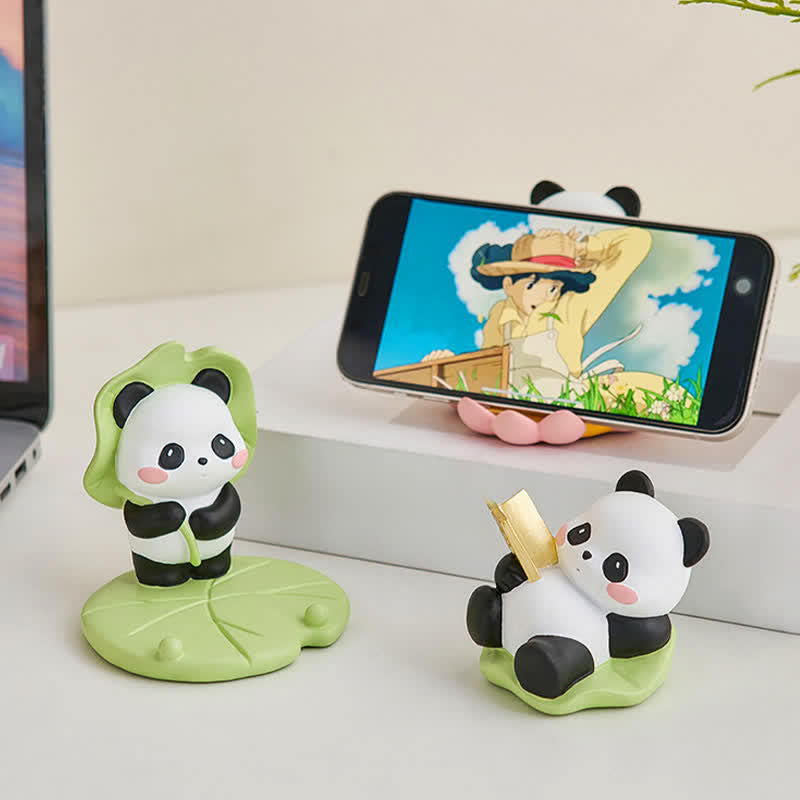 Nimara Ritual Resin Lotus Panda Phone Stand Cute Animal Decor