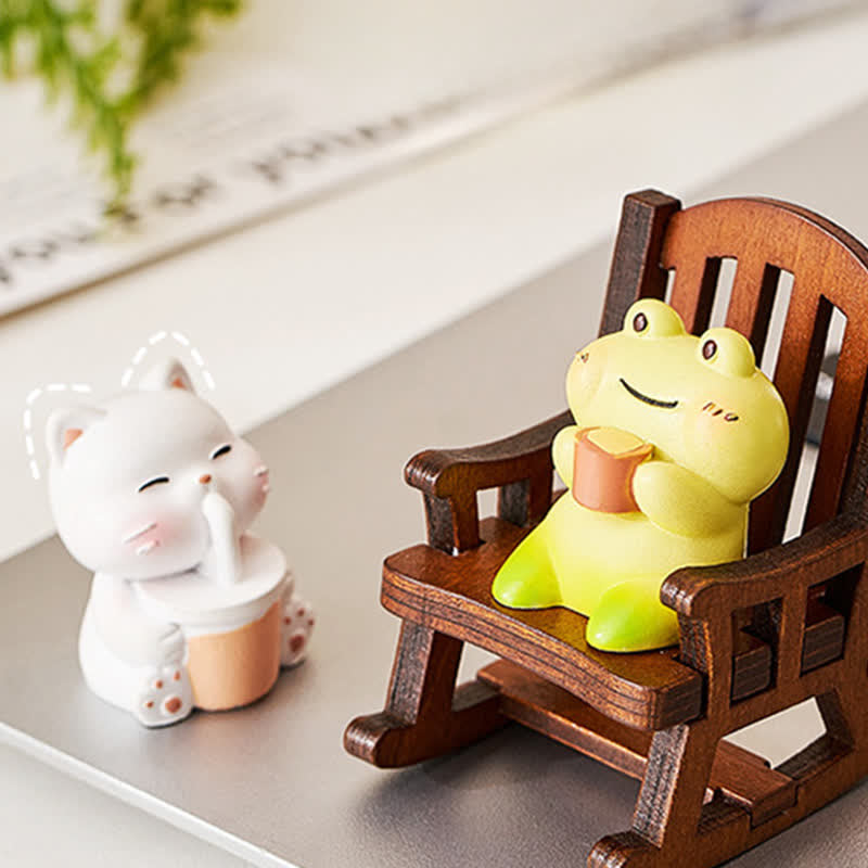 Nimara Ritual Resin Kawaii Animal Rocking Chair Comfort Desk Decor