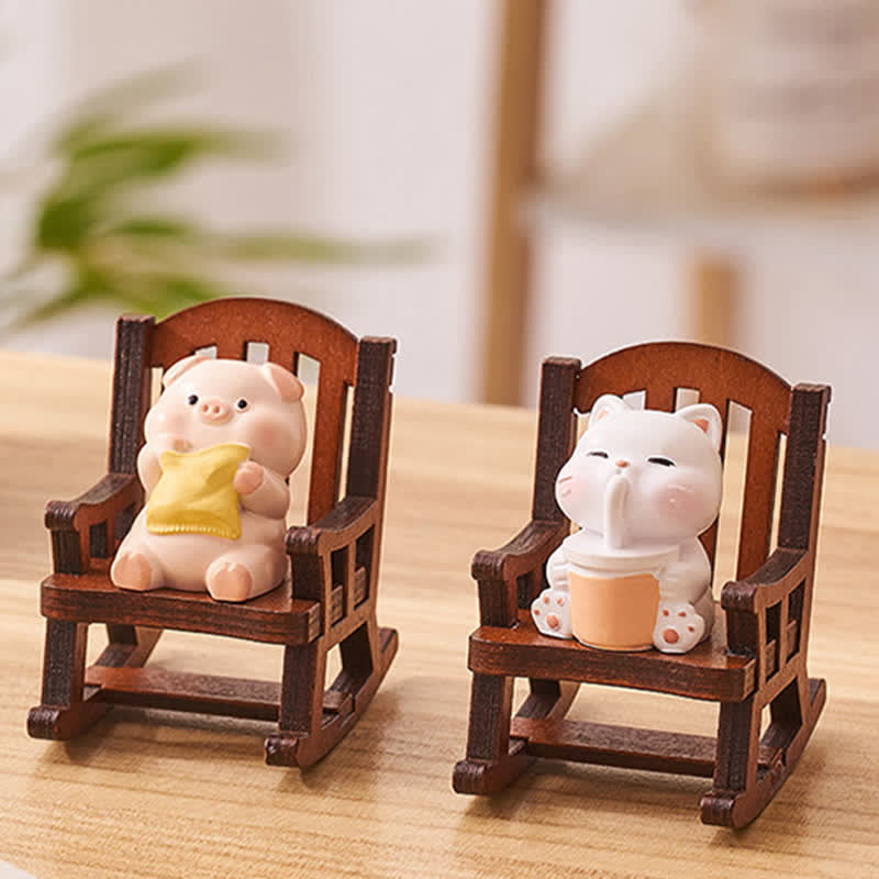 Nimara Ritual Resin Kawaii Animal Rocking Chair Comfort Desk Decor