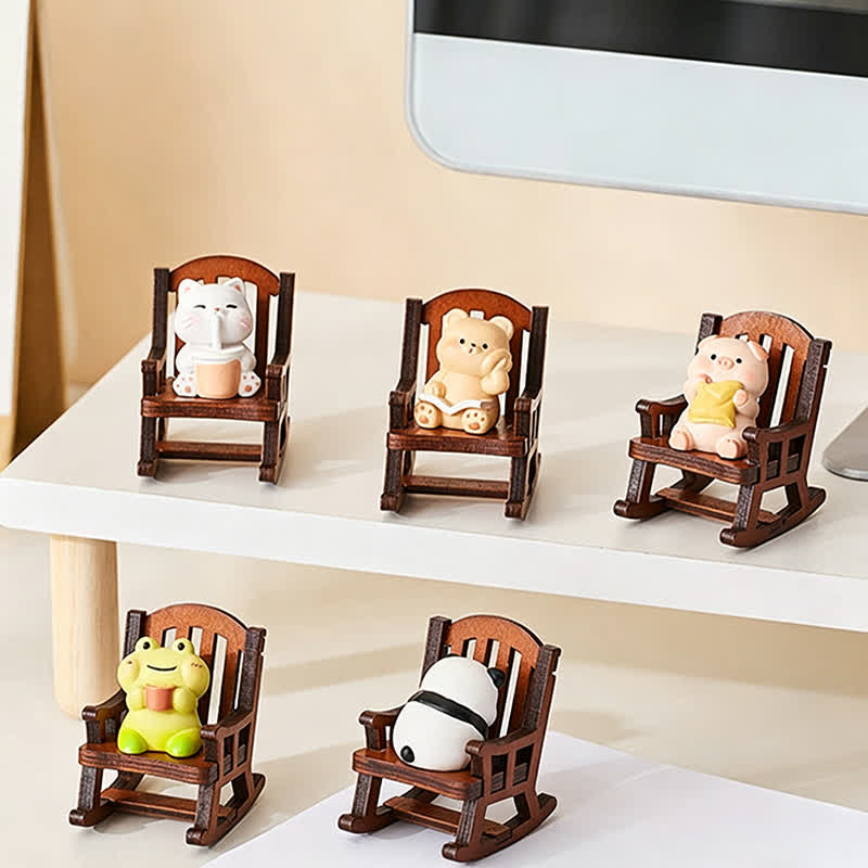 Nimara Ritual Resin Kawaii Animal Rocking Chair Comfort Desk Decor