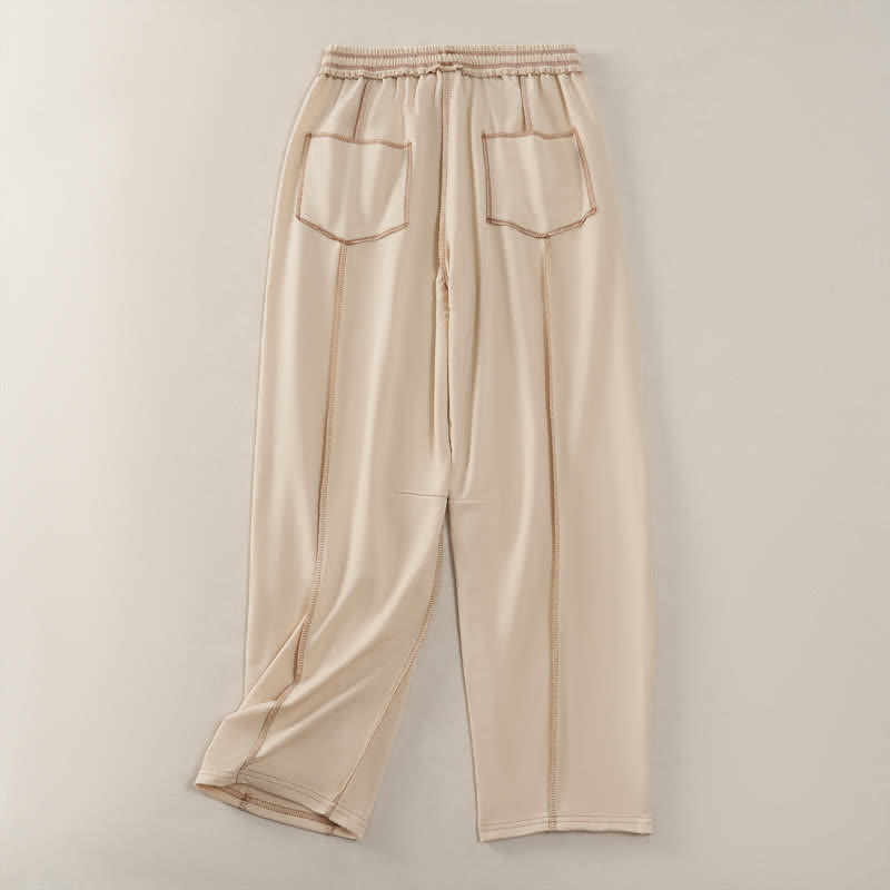 Nimara Ritual Summer Casual Minimalist Drawstring Patch Pocket Solid Ankle Pants Women's Straight Leg Pants With Pocket