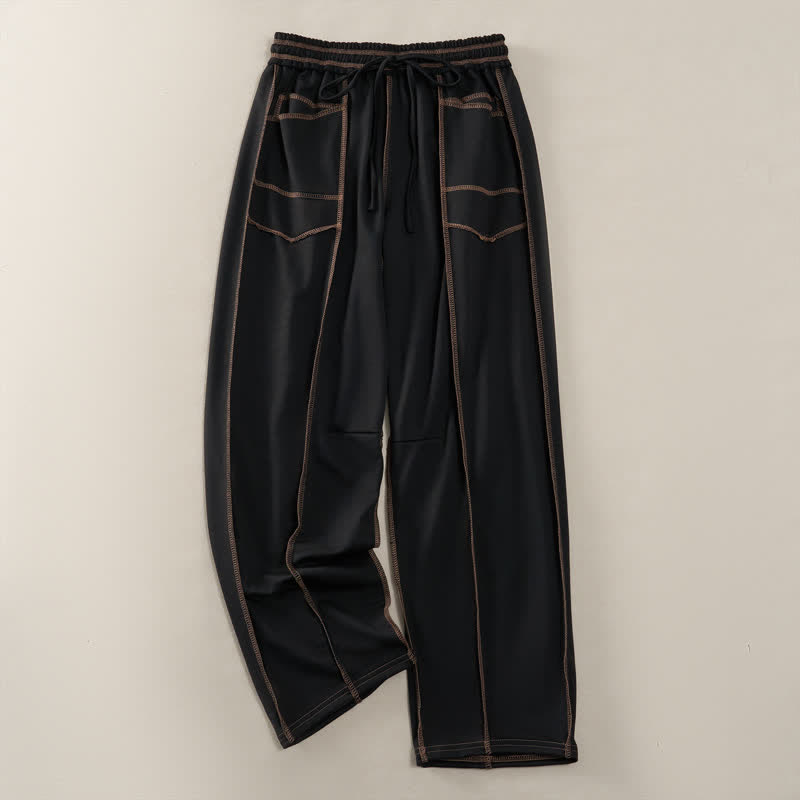 Nimara Ritual Summer Casual Minimalist Drawstring Patch Pocket Solid Ankle Pants Women's Straight Leg Pants With Pocket