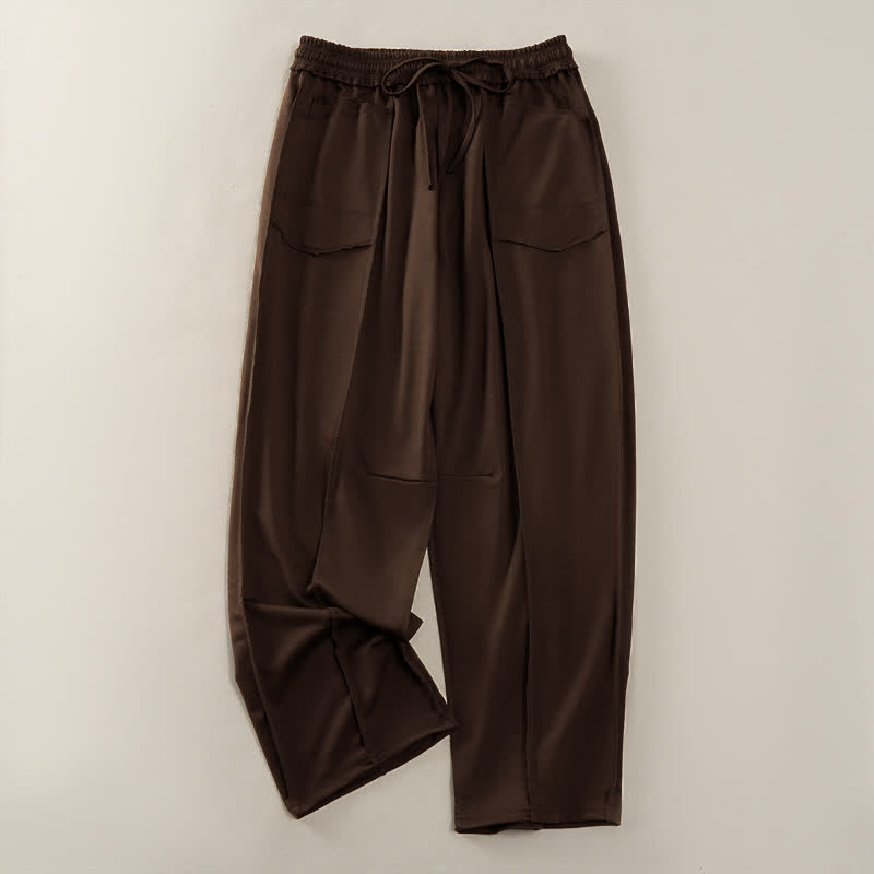 Nimara Ritual Summer Casual Minimalist Drawstring Patch Pocket Solid Ankle Pants Women's Straight Leg Pants With Pocket