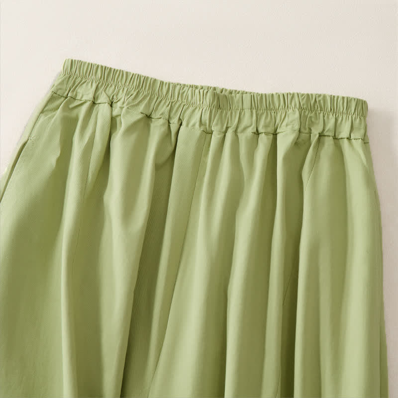 Nimara Ritual Summer Casual Vintage Solid Cropped Pants Women's Wide Leg Pants With Pocket