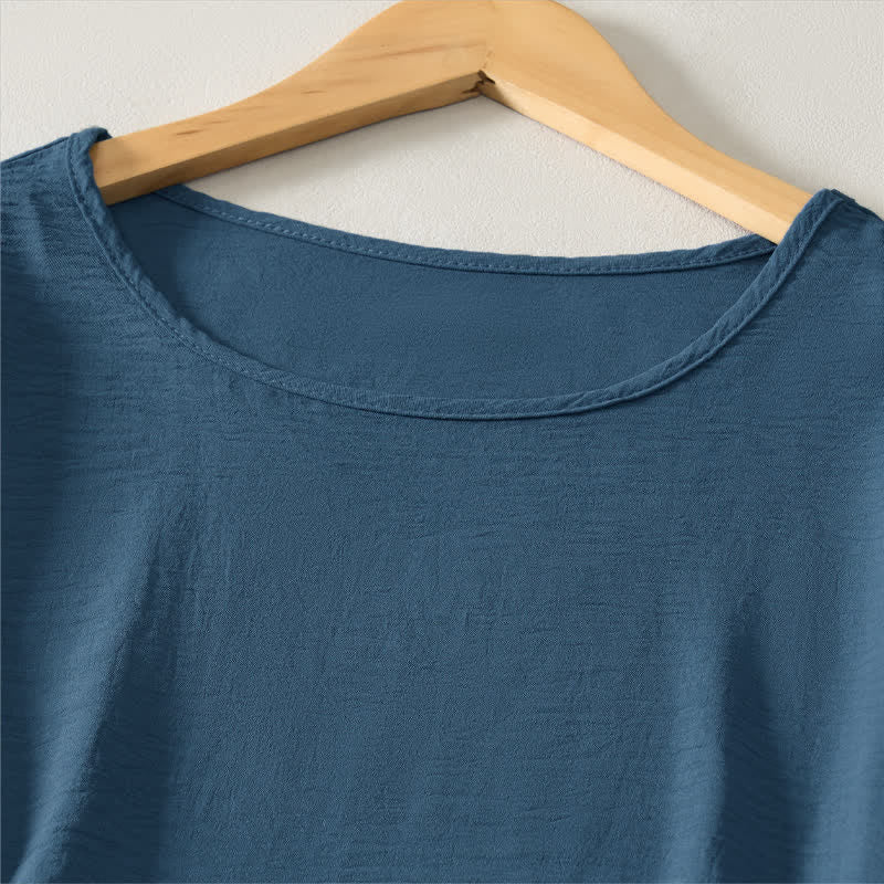 Nimara Ritual Summer Casual Minimalist Solid Women's Short Sleeve Dresses With Pocket