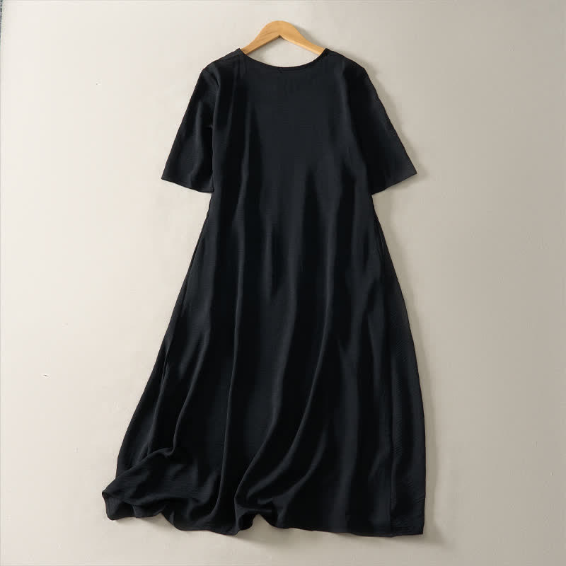 Nimara Ritual Summer Casual Minimalist Solid Women's Short Sleeve Dresses With Pocket