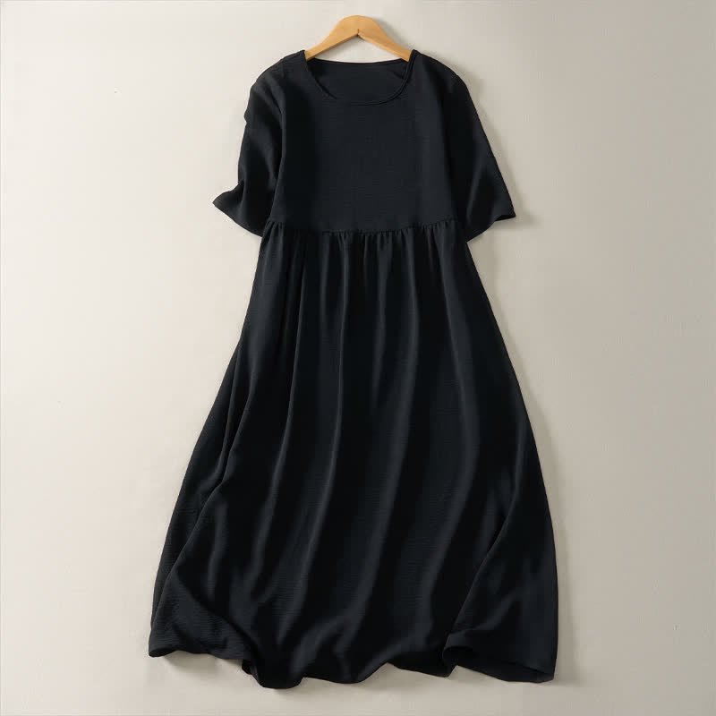 Nimara Ritual Summer Casual Minimalist Solid Women's Short Sleeve Dresses With Pocket