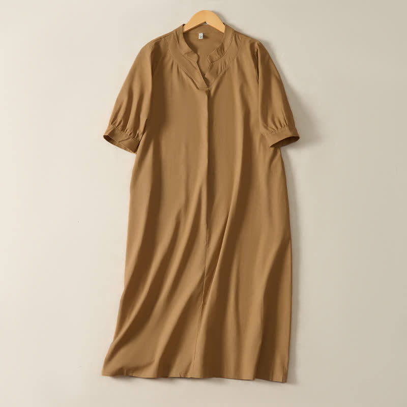 Nimara Ritual Summer Minimalist Simple Solid Women's Short Sleeve Dresses With Pocket