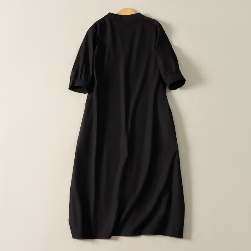 Nimara Ritual Summer Minimalist Simple Solid Women's Short Sleeve Dresses With Pocket
