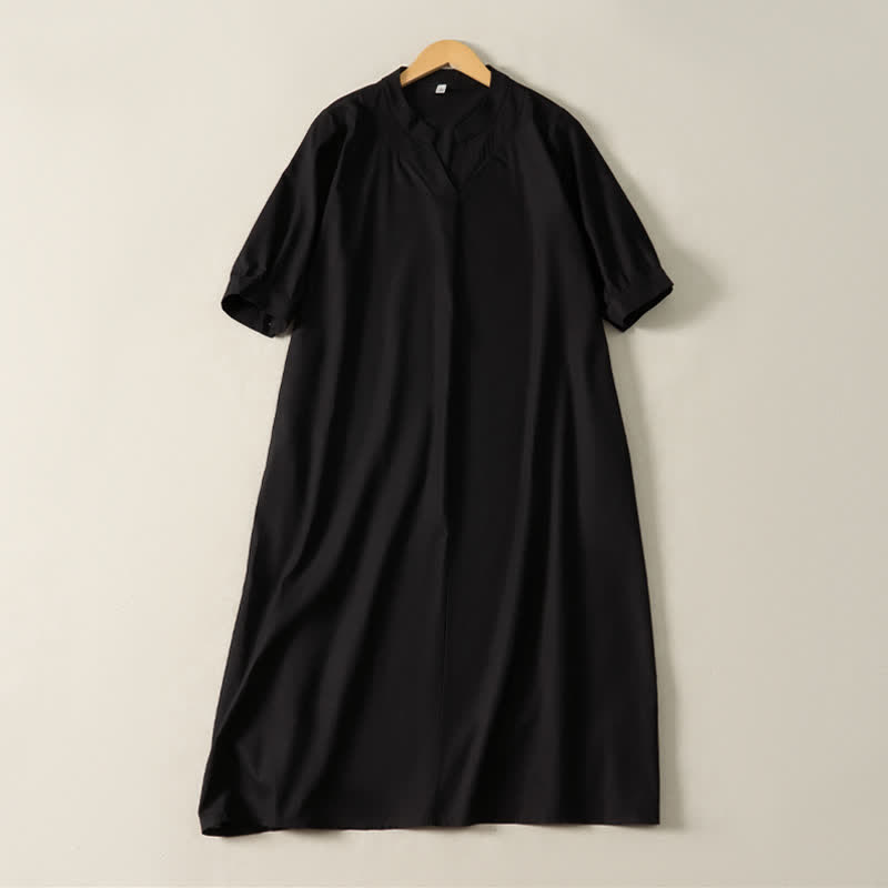 Nimara Ritual Summer Minimalist Simple Solid Women's Short Sleeve Dresses With Pocket