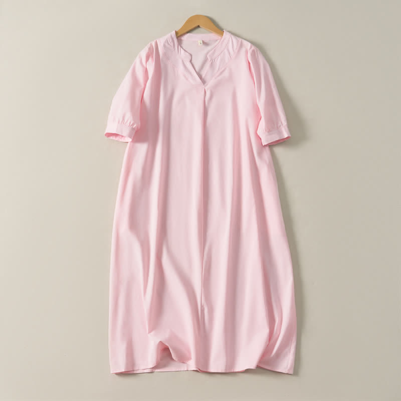 Nimara Ritual Summer Minimalist Simple Solid Women's Short Sleeve Dresses With Pocket