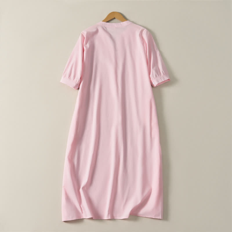 Nimara Ritual Summer Minimalist Simple Solid Women's Short Sleeve Dresses With Pocket