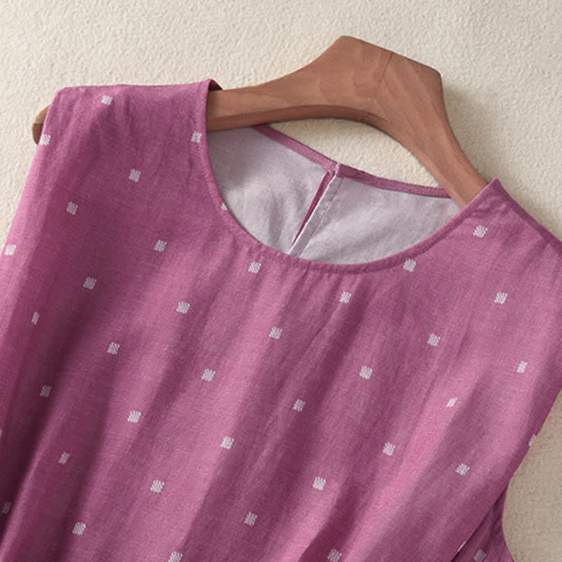 Nimara Ritual Summer Elegant Casual Drawstring Polka Dot Women's Summer Sleeveless Dresse With Pocket