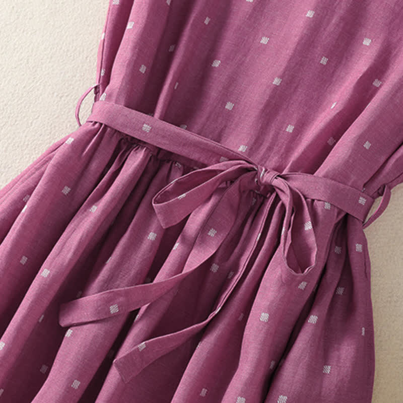 Nimara Ritual Summer Elegant Casual Drawstring Polka Dot Women's Summer Sleeveless Dresse With Pocket