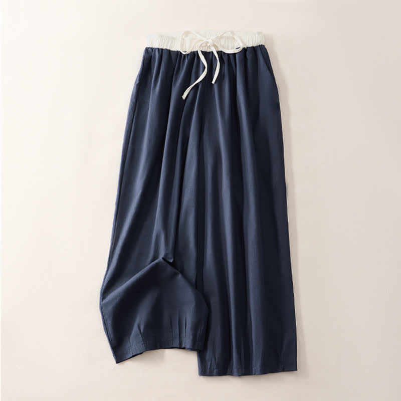 Nimara Ritual Summer Casual Drawstring Solid Cropped Pants Women's Straight Leg Pants With Pocket
