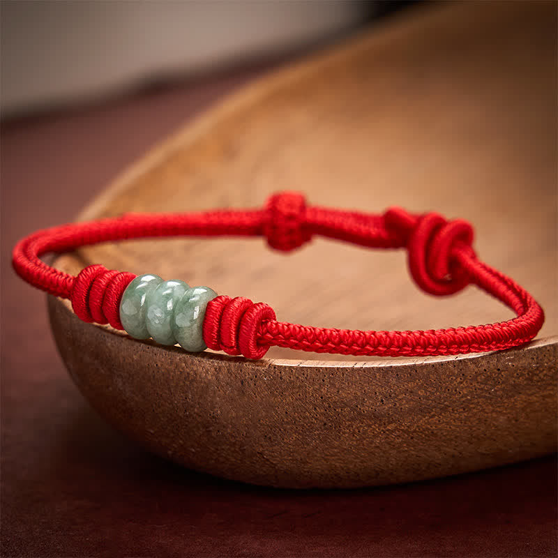 Nimara Ritual Handmade Red String Jade Protection Braided Sliding Knot Bracelet