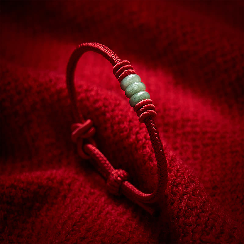 Nimara Ritual Handmade Red String Jade Protection Braided Sliding Knot Bracelet