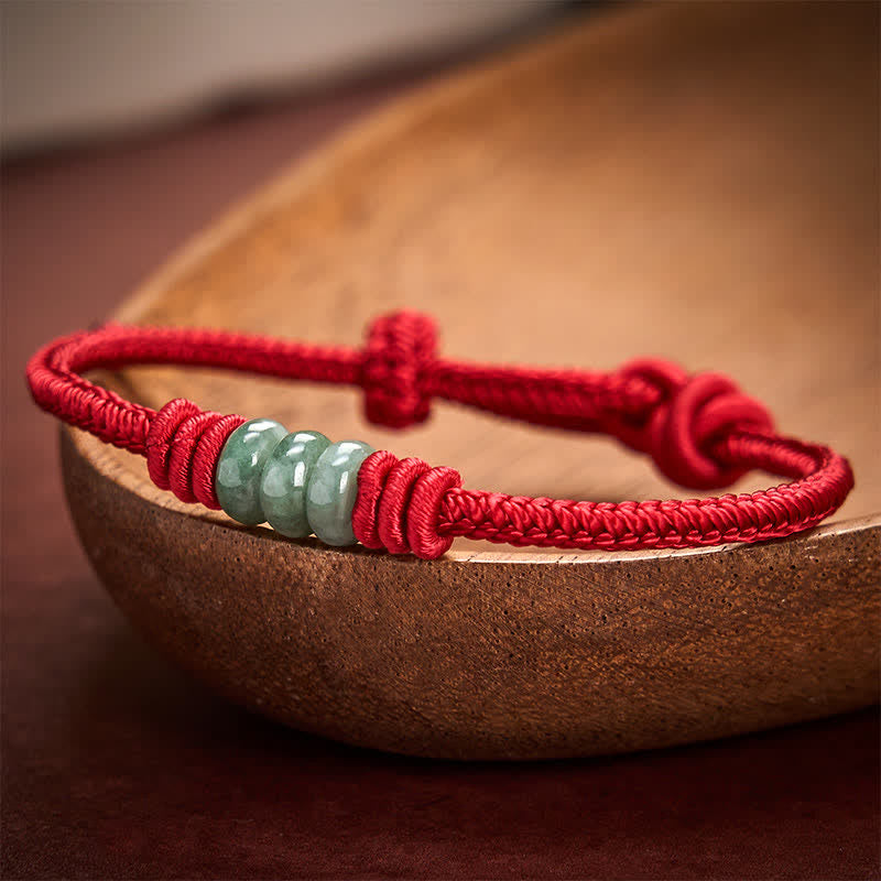 Nimara Ritual Handmade Red String Jade Protection Braided Sliding Knot Bracelet