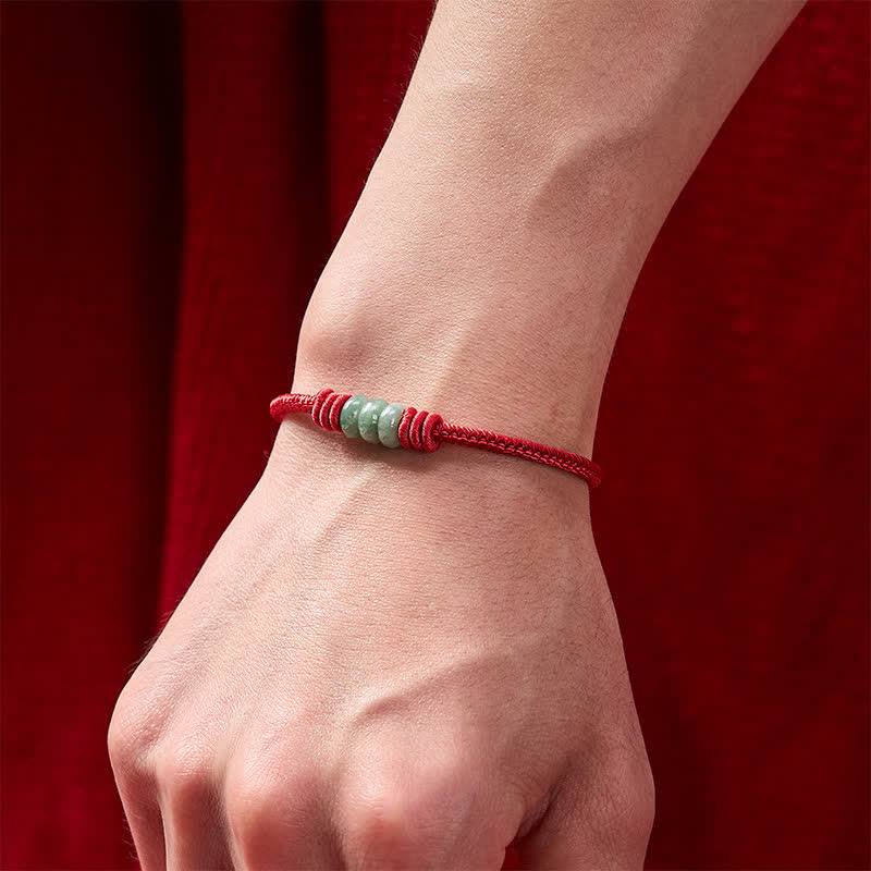 Nimara Ritual Handmade Red String Jade Protection Braided Sliding Knot Bracelet