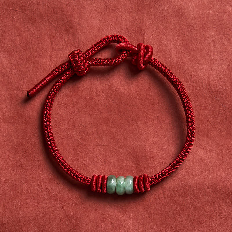 Nimara Ritual Handmade Red String Jade Protection Braided Sliding Knot Bracelet
