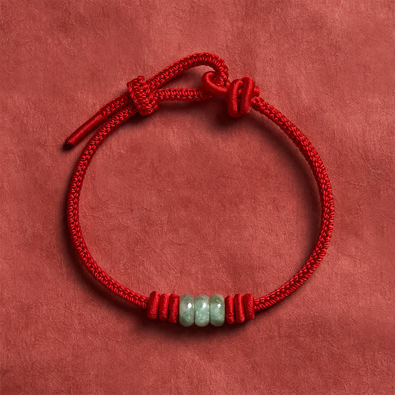 Nimara Ritual Handmade Red String Jade Protection Braided Sliding Knot Bracelet