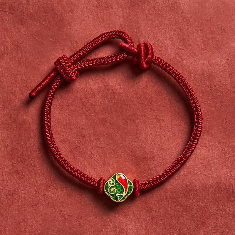 Nimara Ritual Handmade Red String Double Koi Fish Protection Braided Cord Adjustable Bracelet