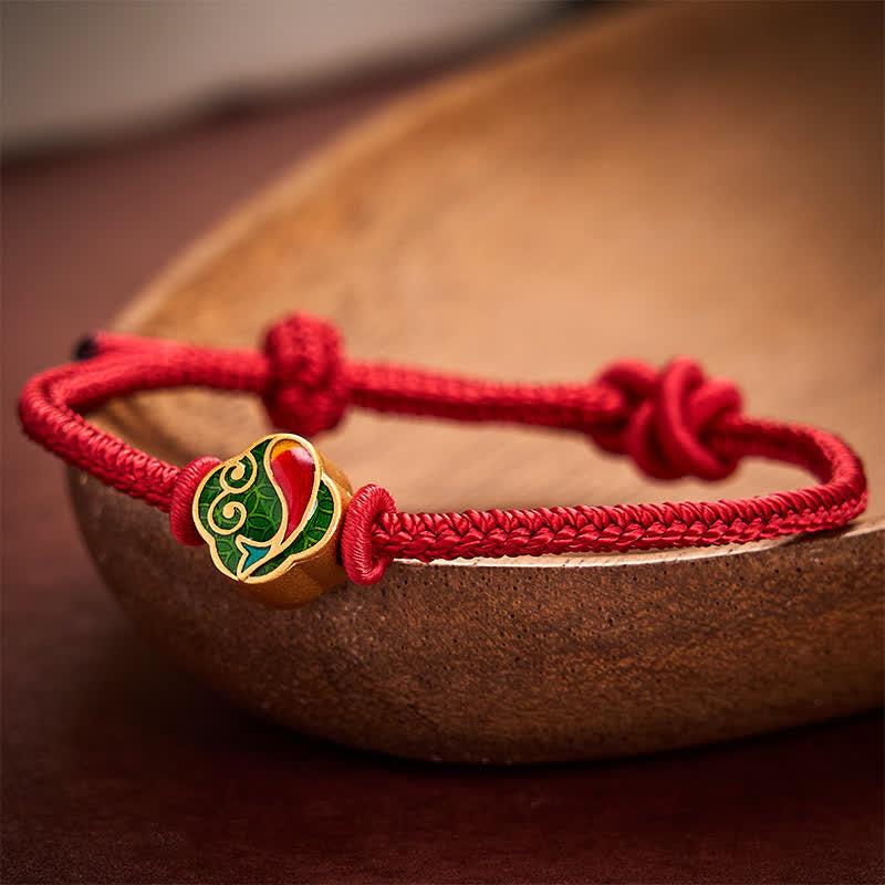 Nimara Ritual Handmade Red String Double Koi Fish Protection Braided Cord Adjustable Bracelet