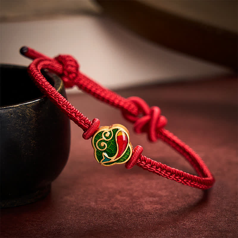 Nimara Ritual Handmade Red String Double Koi Fish Protection Braided Cord Adjustable Bracelet