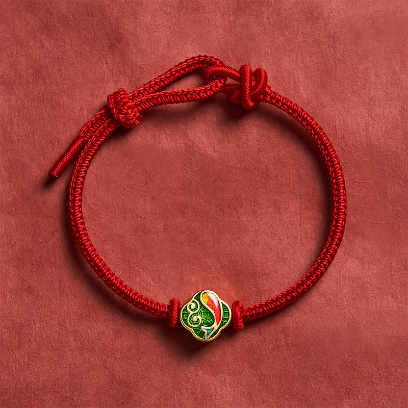 Nimara Ritual Handmade Red String Double Koi Fish Protection Braided Cord Adjustable Bracelet