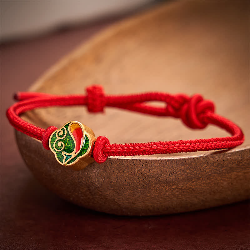 Nimara Ritual Handmade Red String Double Koi Fish Protection Braided Cord Adjustable Bracelet