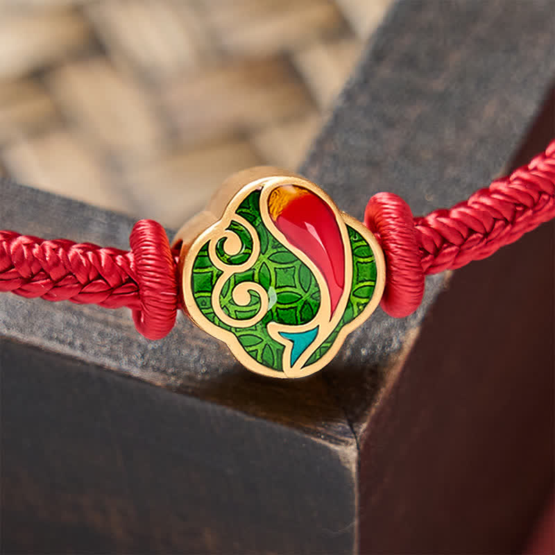 Nimara Ritual Handmade Red String Double Koi Fish Protection Braided Cord Adjustable Bracelet