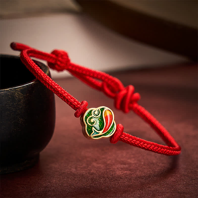 Nimara Ritual Handmade Red String Double Koi Fish Protection Braided Cord Adjustable Bracelet