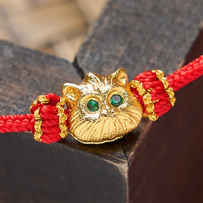 Nimara Ritual Hand Woven Red String Cute Cat Luck Bracelet