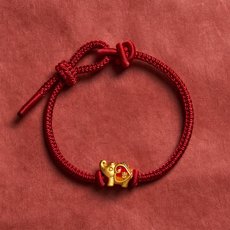 Nimara Ritual Handmade Red String Elephant Love Heart Protection Braided Adjustable Bracelet