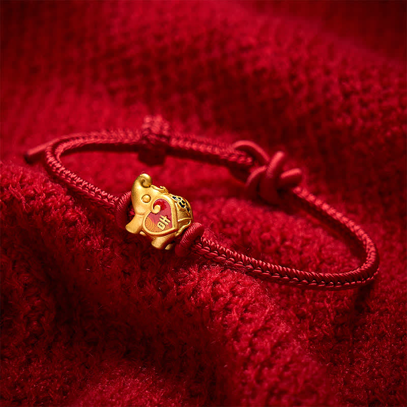 Nimara Ritual Handmade Red String Elephant Love Heart Protection Braided Adjustable Bracelet