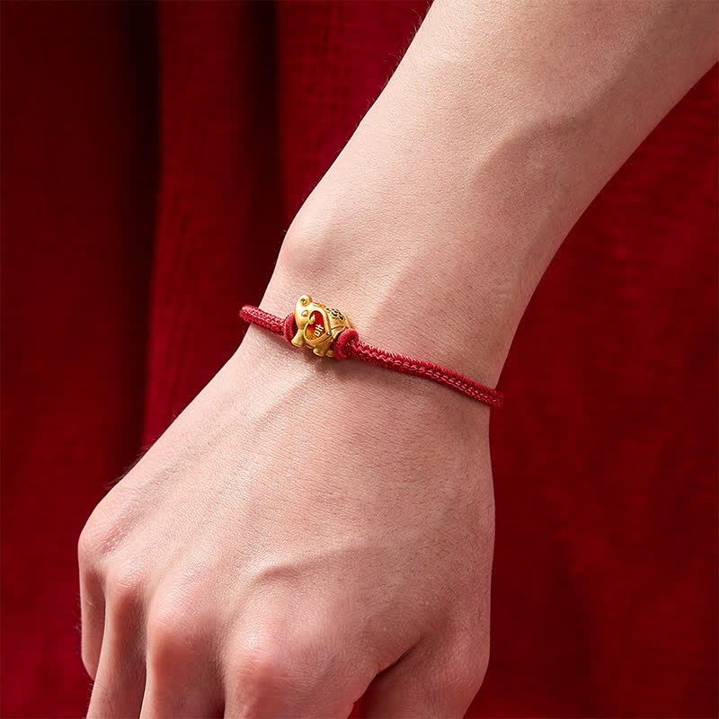 Nimara Ritual Handmade Red String Elephant Love Heart Protection Braided Adjustable Bracelet