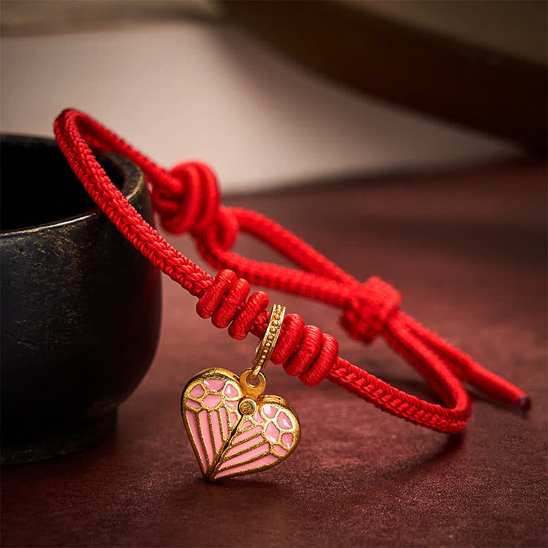 Nimara Ritual Handmade Braided Red String Love Heart Charm Protection Luck Bracelet
