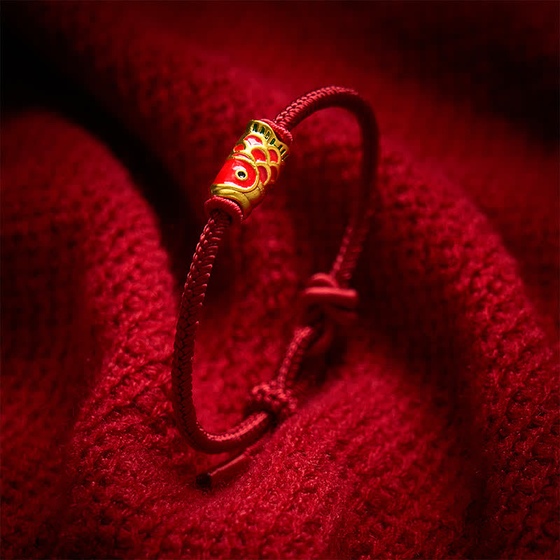 Nimara Ritual Hand-Woven Red String Koi Fish Strength Adjustable Braided Cord Bracelet