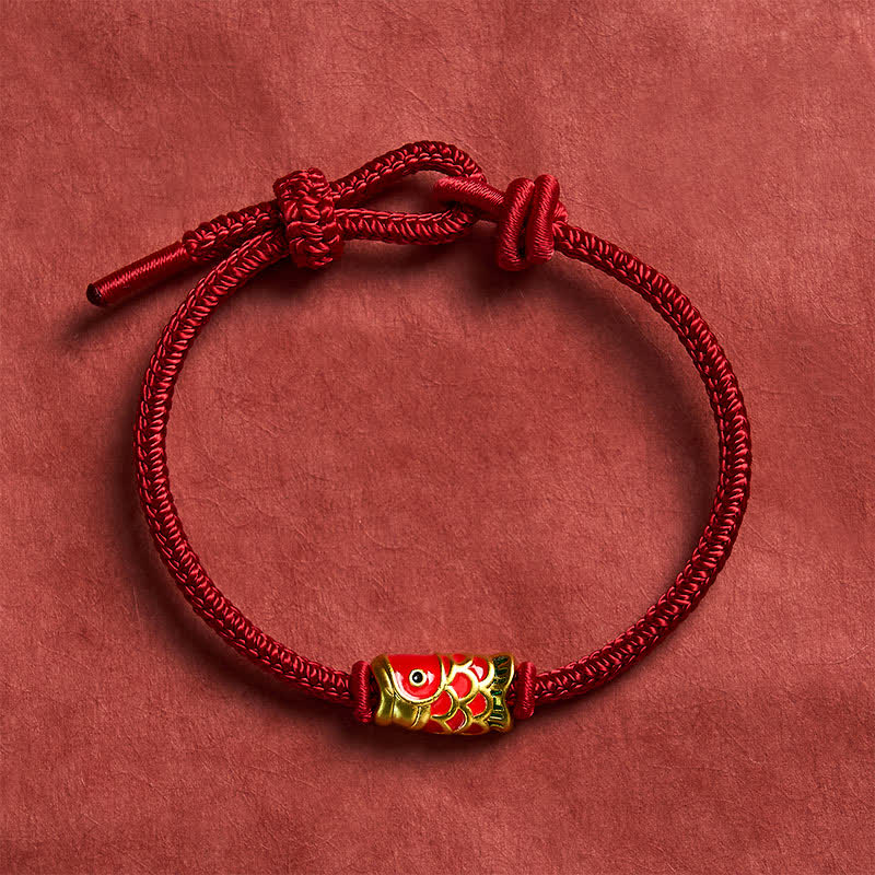 Nimara Ritual Hand-Woven Red String Koi Fish Strength Adjustable Braided Cord Bracelet