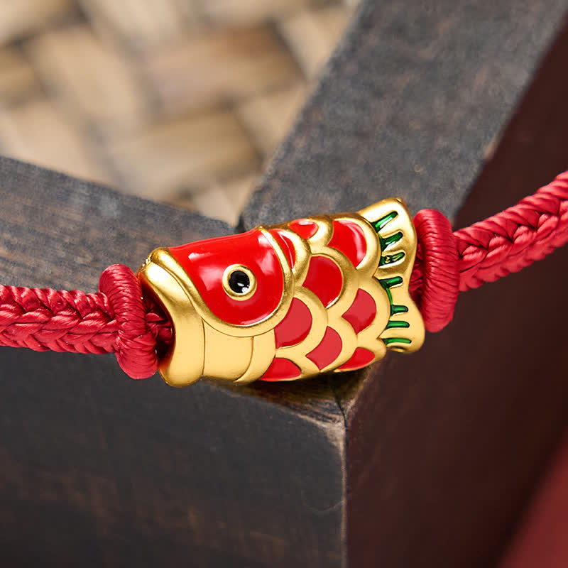 Nimara Ritual Hand-Woven Red String Koi Fish Strength Adjustable Braided Cord Bracelet