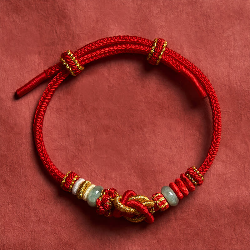 Nimara Ritual Hand-Woven Love Heart Knot Jade Luck Braided Cord Bracelet